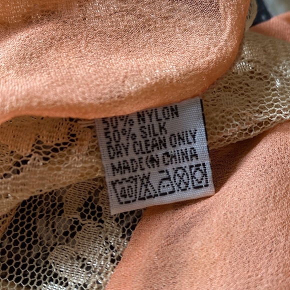 Elegant Peach Lace Scarf designed by Elizabeth Gillett. - Picture 3 of 4